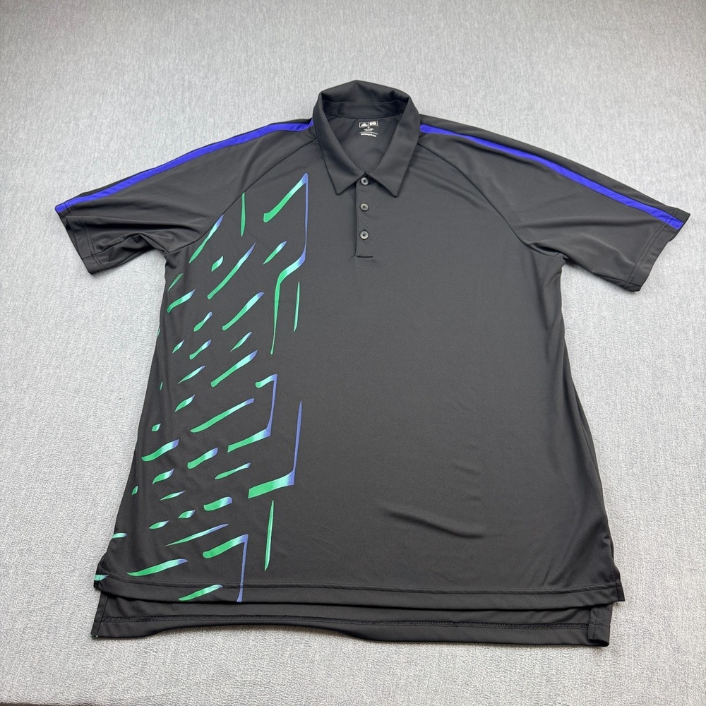 Adidas Golf Polo Shirt Mens XL‎ Black Abstract Stretch Performance Lightweight